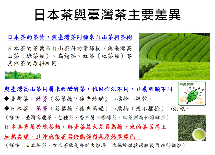 日本茶與臺灣茶主要差異